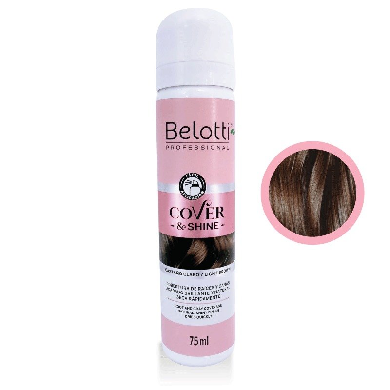 Spray Cubre Canas Cover & Shine Belotti Castaño Claro 75 ml