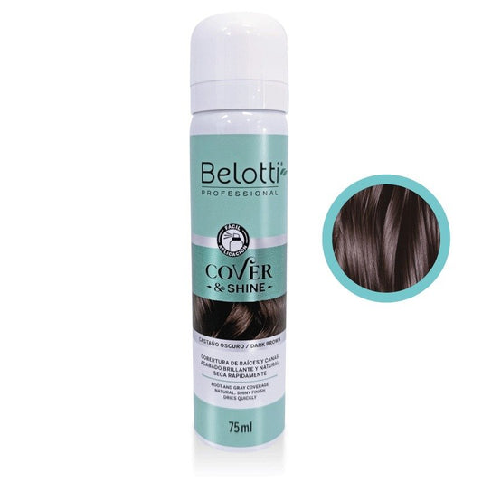 Spray Cubre Canas Cover & Shine Belotti Castaño Oscuro 75 ml