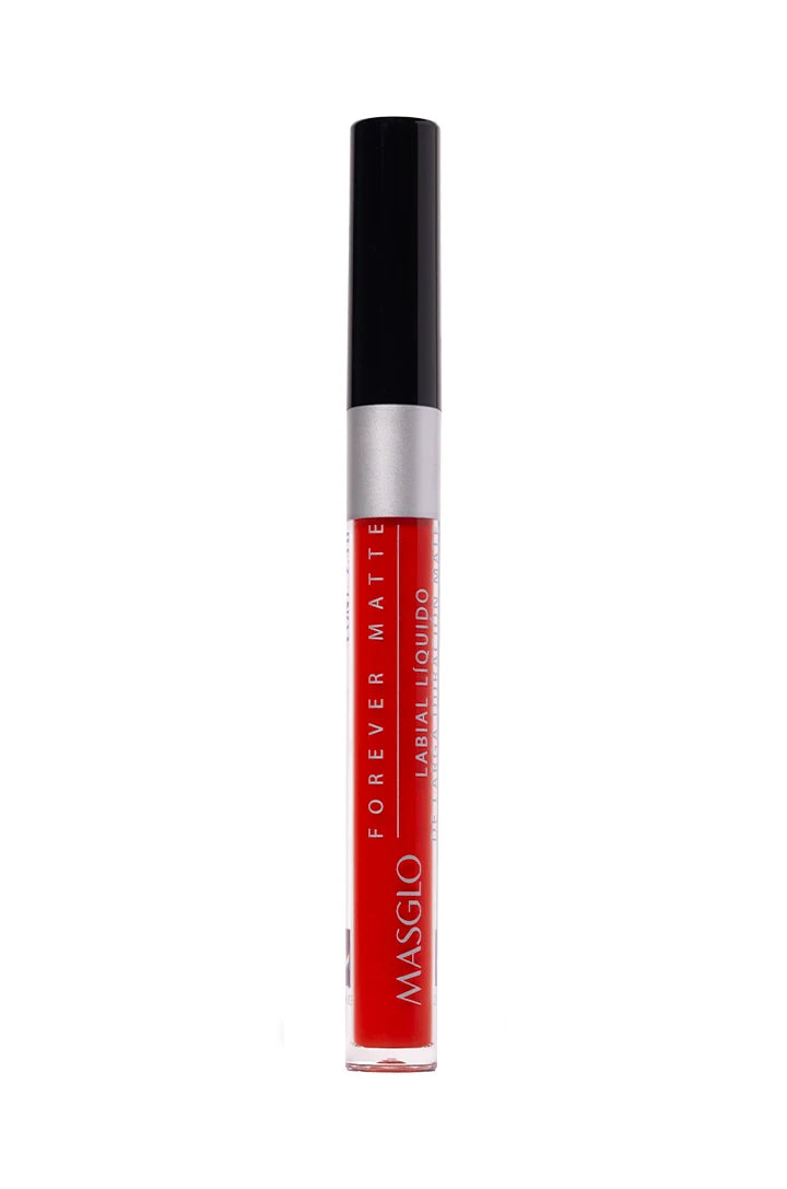 Labial Líquido Mate Masglo Forever Matte Tono Rojo Farandulera 2,5 g