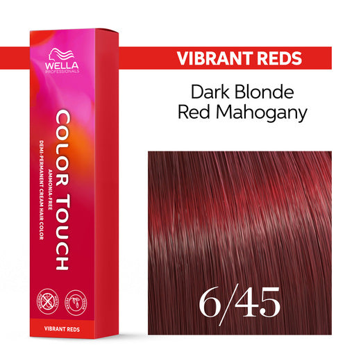 Tono sobre Tono Wella Color Touch 6/45 Rubio Oscuro Rojo Caoba 60 ml