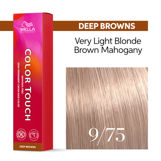 Tono sobre Tono Wella Color Touch 9/75 Rubio Muy Claro Marrón Caoba 60 ml