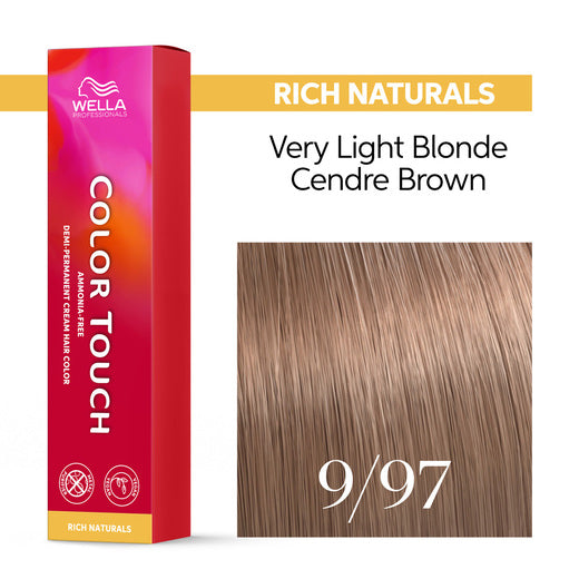 Tono sobre Tono Wella Color Touch 9/97 Rubio Muy Claro Cendré Marrón 60 ml