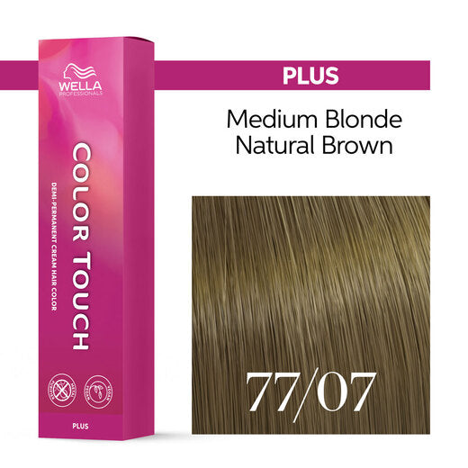Tono sobre Tono Wella Color Touch Plus 77/07 Rubio Medio Intenso Natural Marrón 60 ml