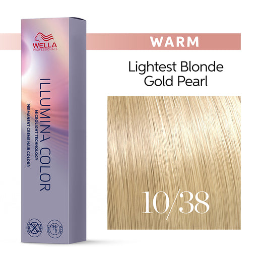 Tinte Wella Illumina Color 10/38 Rubio Ultra Claro Dorado Perla 60 ml