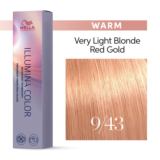 Tinte Wella Illumina Color 9/43 Rubio Muy Claro Rojo Dorado 60 ml