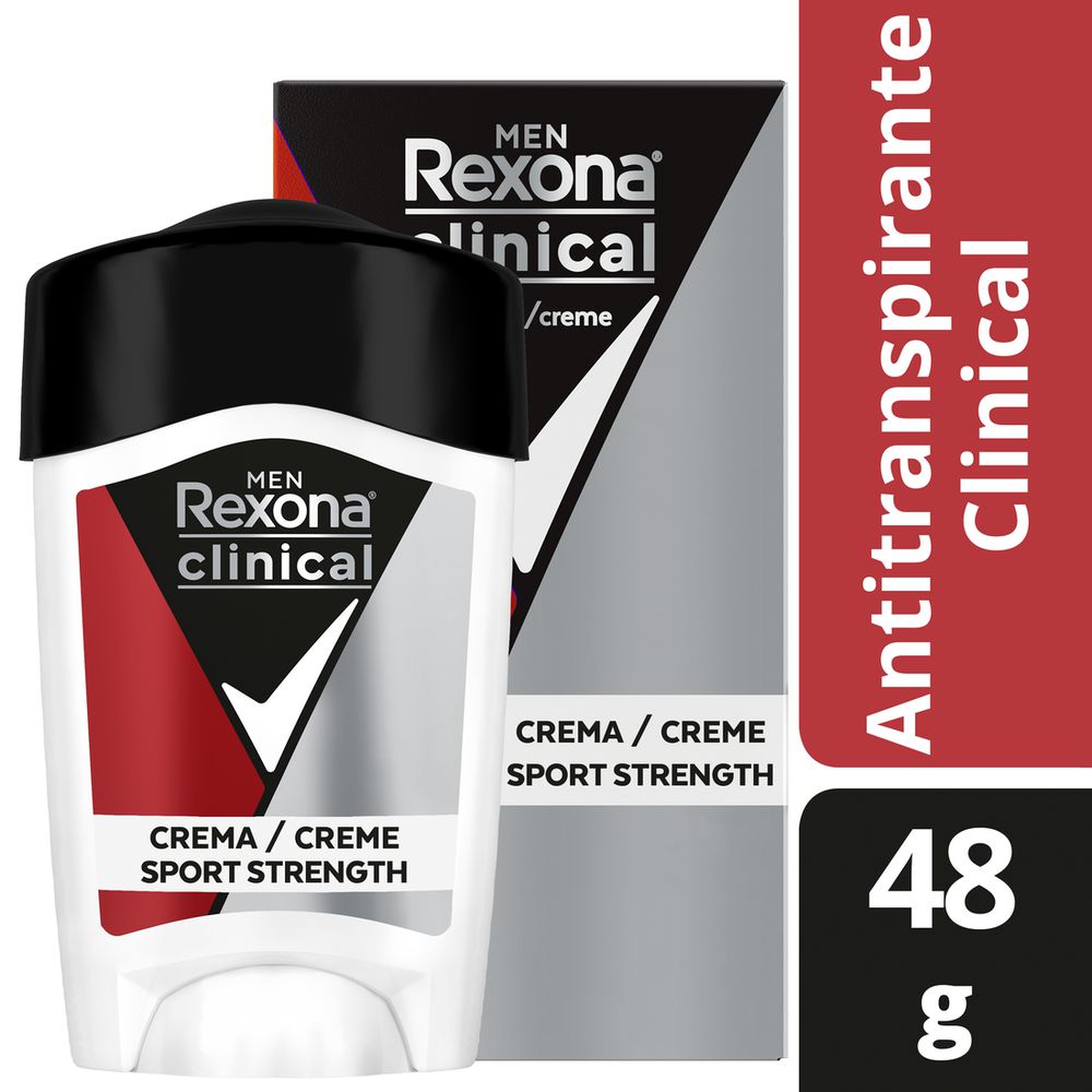 Desodorante Rexona Clinical Sport Strength Barra Crema Hombre 48 g