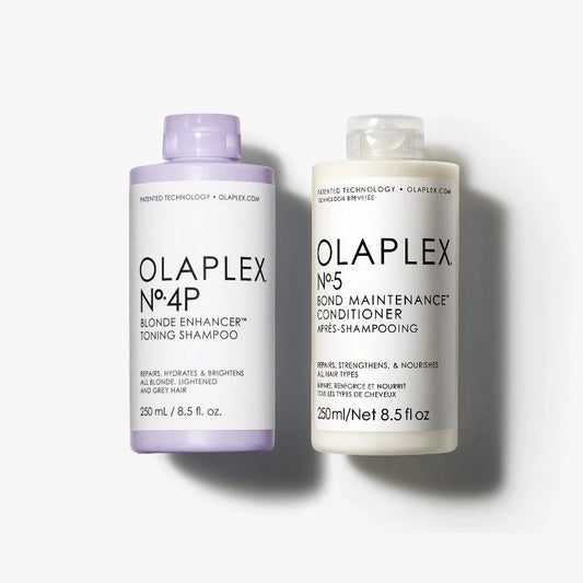 Dúo de Cuidado Rubios Acondicionados Shampoo y Acondicionador OLAPLEX N°4P de 250ml + N°5 de 250ml