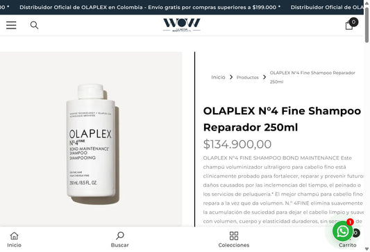 OLAPLEX N°4 Fine Shampoo Reparador 250ml