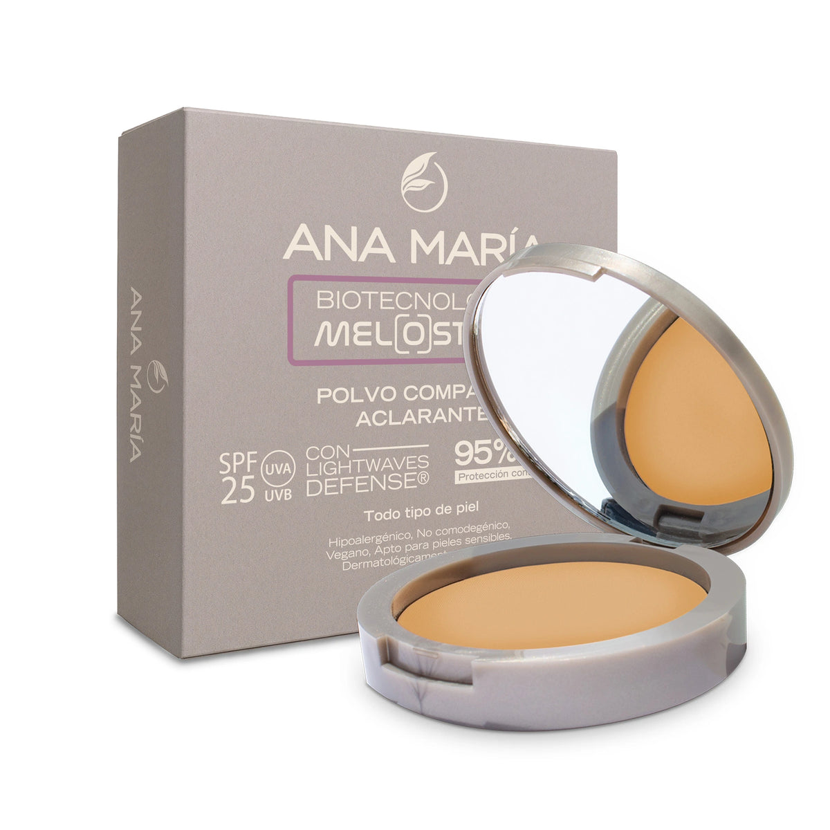 Polvo Compacto Aclarante y Humectante Ana María Tono Arena 15 g