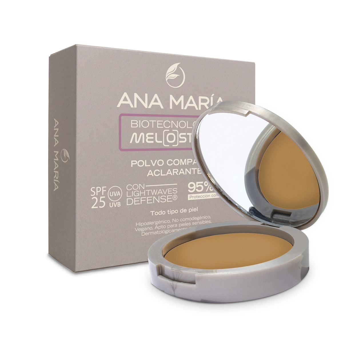 Polvo Compacto Aclarante y Humectante Ana María Tono Cocoa 15 g