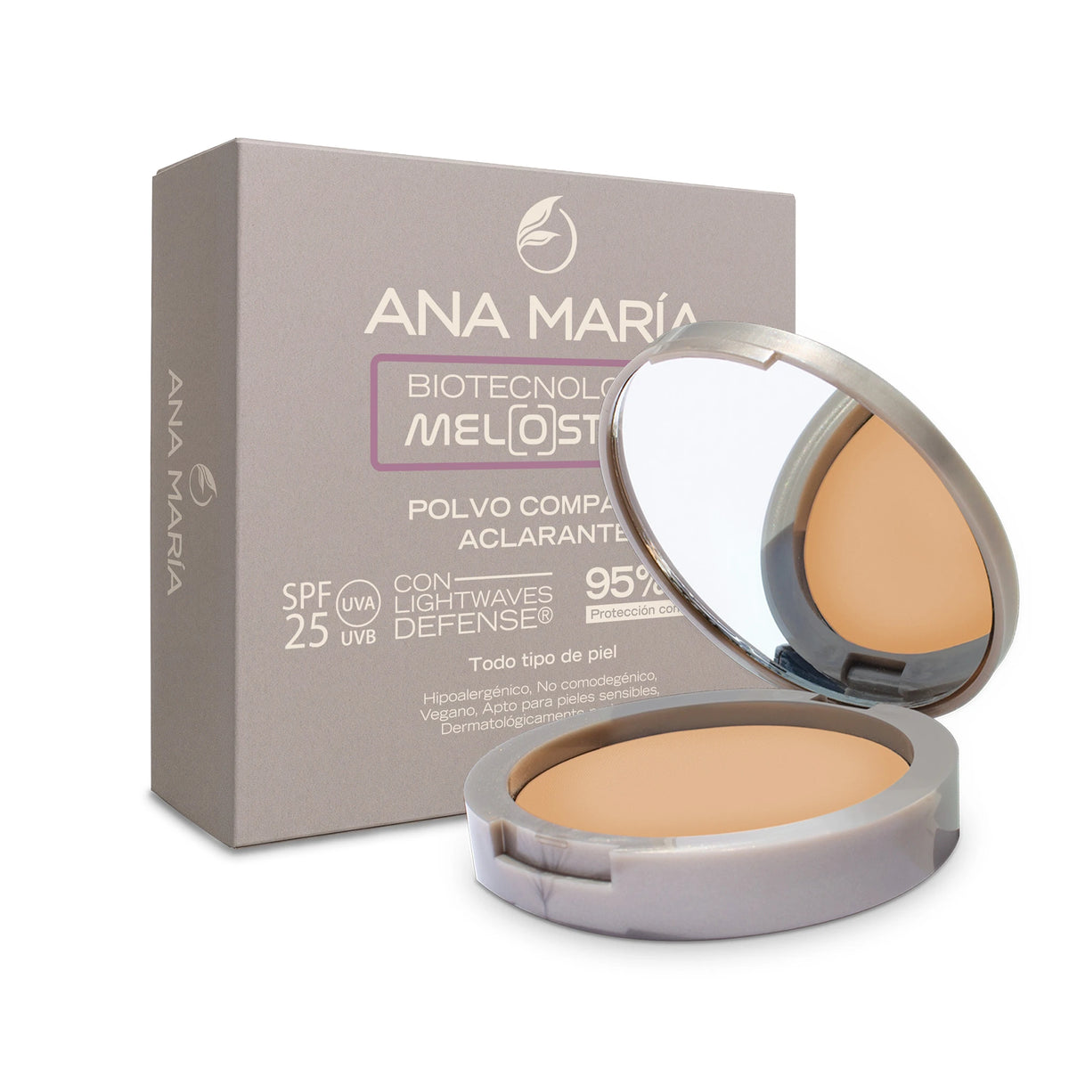 Polvo Compacto Aclarante y Humectante Ana María Tono Natural 15 g