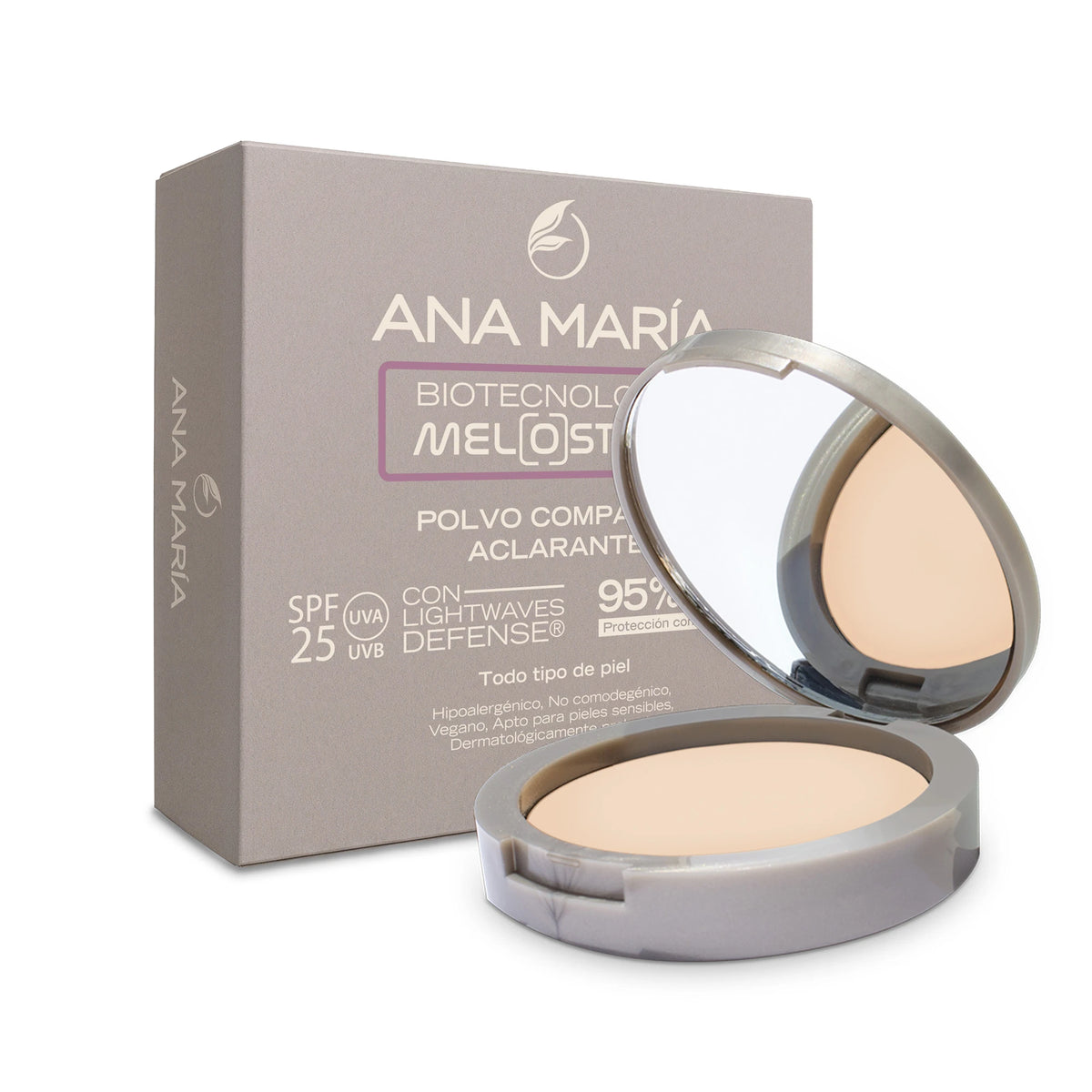 Polvo Compacto Aclarante y Humectante Ana María Tono Perla 15 g