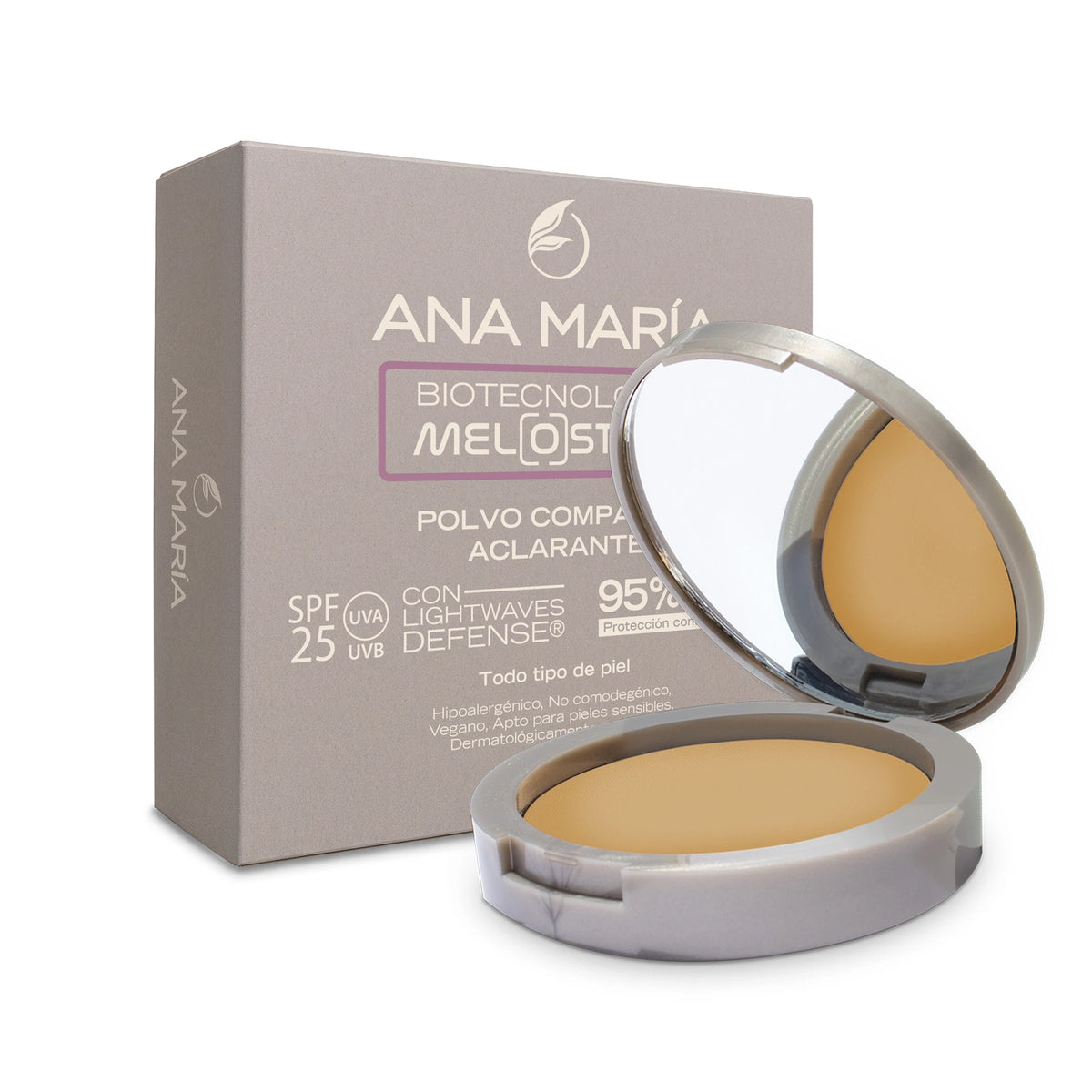 Polvo Compacto Aclarante y Humectante Ana María Tono Sándalo 15 g