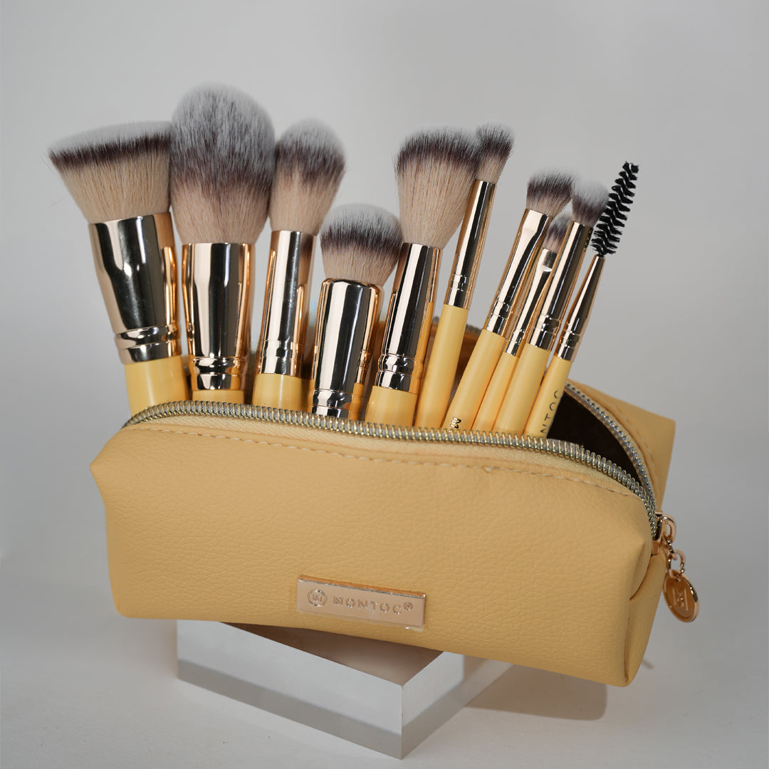 Kit Mini de Brochas de Maquillaje Viajero Limoncello Montoc x 10