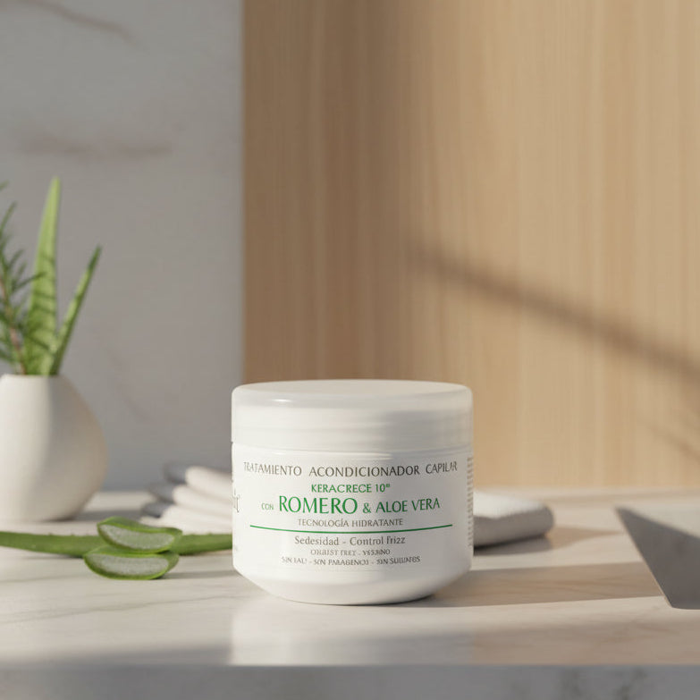 Tratamiento Acondicionador Romero y Aloe Vera Keracrece 10 Lehit x 300 g