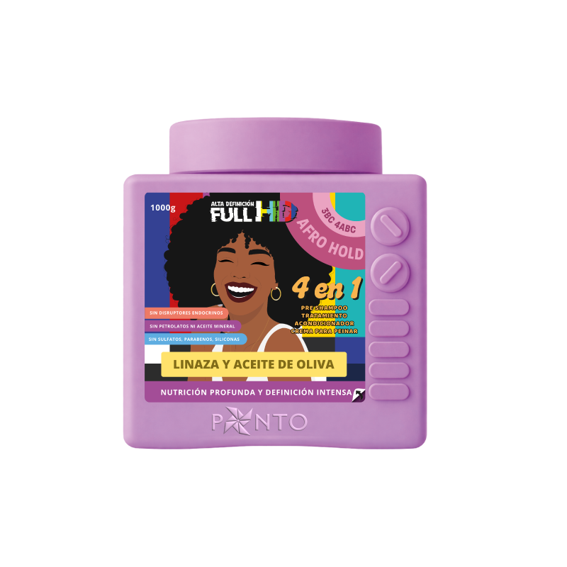 Ponto Full HD Afro Hold 4 en 1 Linaza y Aceite de Oliva 1000 g