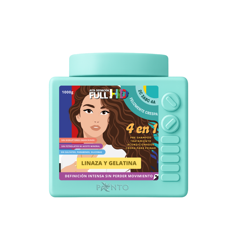 Ponto Full HD Felizmente Crespa 4 en 1 Linaza y Gelatina 1000 g