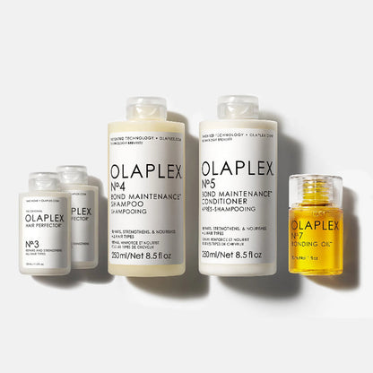 Kit de Cuidado Capilar con Reparación, Shampoo, Acondicionador y  Protección Térmica OLAPLEX N° 3 de 50 ml (2 Unid.) + N°4 de 250ml + N°5 de 250ml + N°7 de 30ml