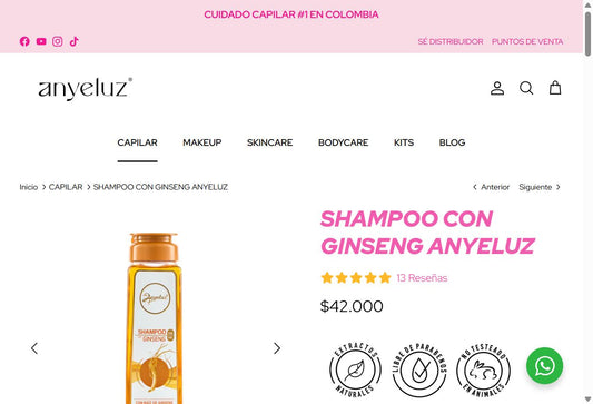 Shampoo con Ginseng Anyeluz