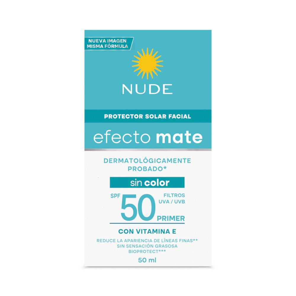 Protector Solar Facial Nude SPF 50 Efecto Mate 50 ml