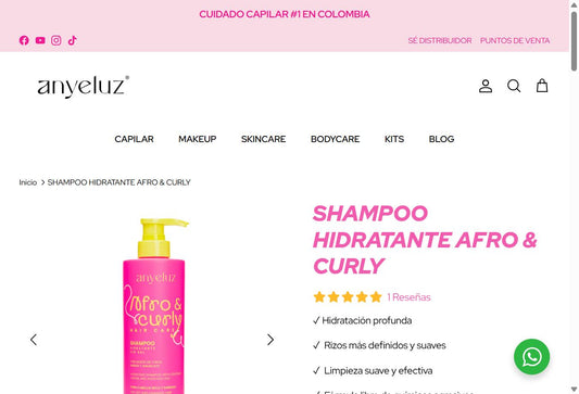 Shampoo Hidratante Afro & Curly Anyeluz