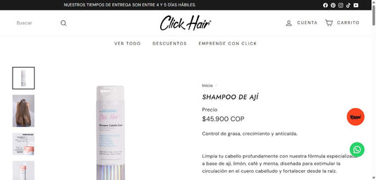 Shampoo de Aji Click Hair 300 mL