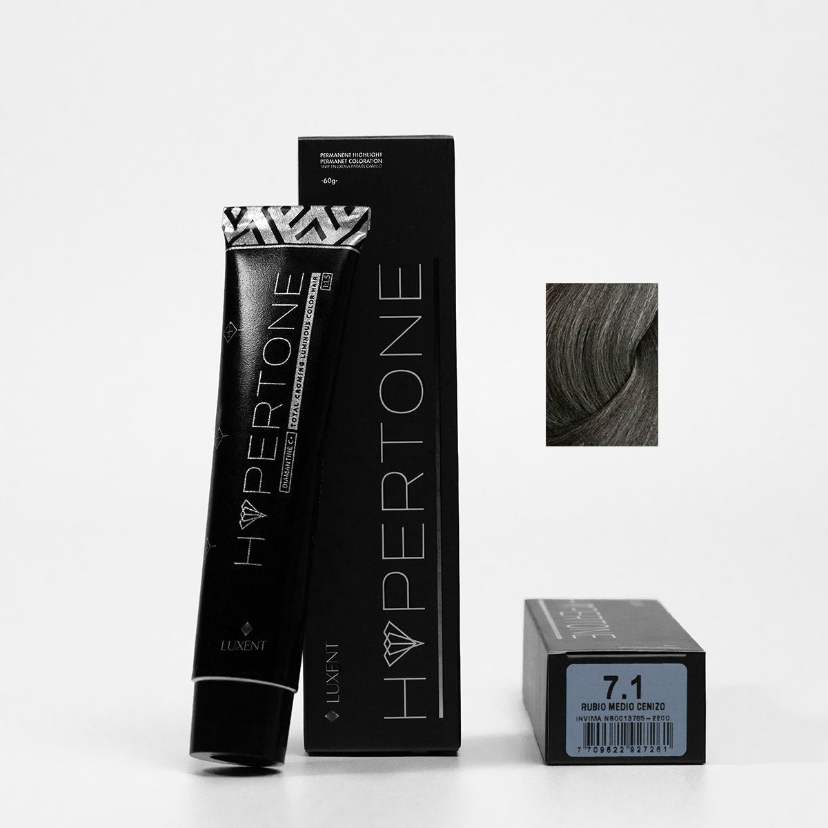Tinte Hypertone 7.1 Rubio Medio Cenizo Luxent 60 g