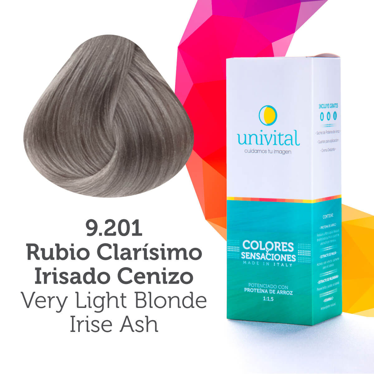 Tinte Univital 9.201 Rubio Clarísimo Irisado Cenizo