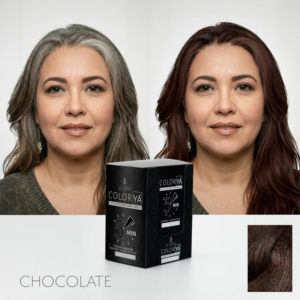 Tinte para Canas Color Ya 5 Minutos Chocolate Luxent Sobre