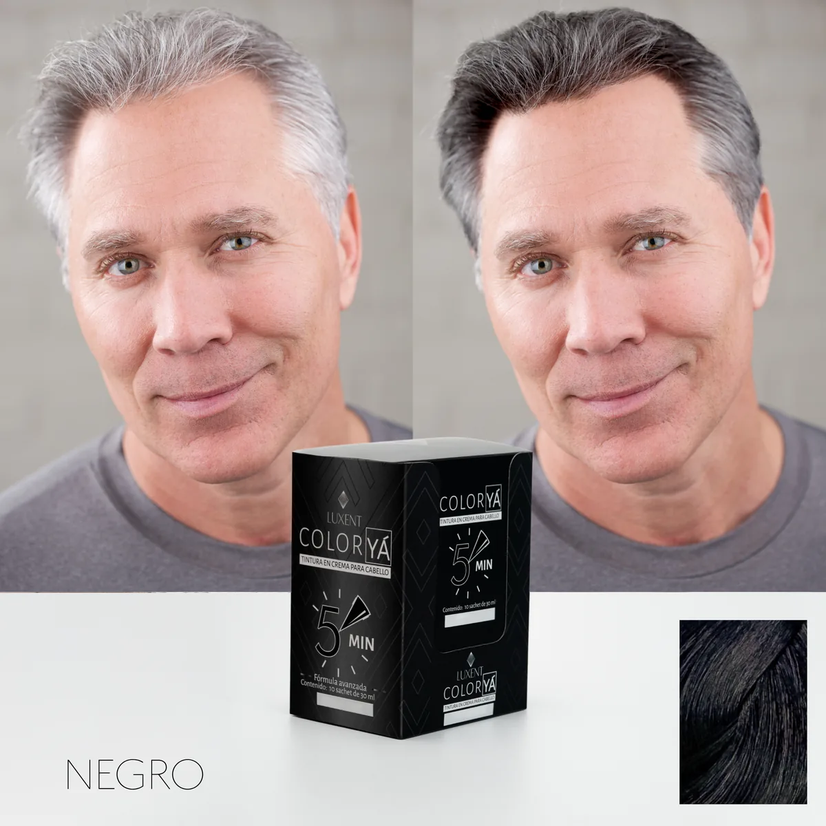 Tinte para Canas Color Ya 5 Minutos Negro Luxent Sobre