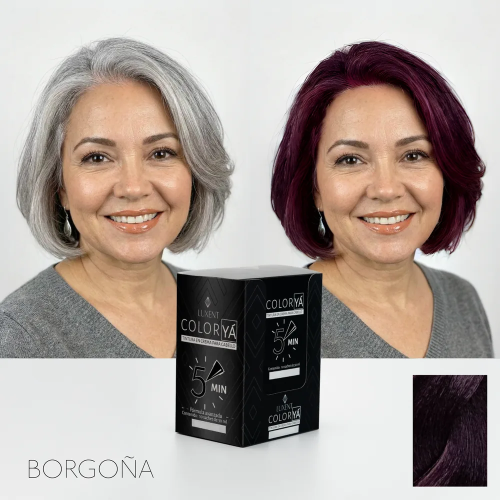 Tinte para Canas Color Ya 5 Minutos Borgoña Luxent Sobre