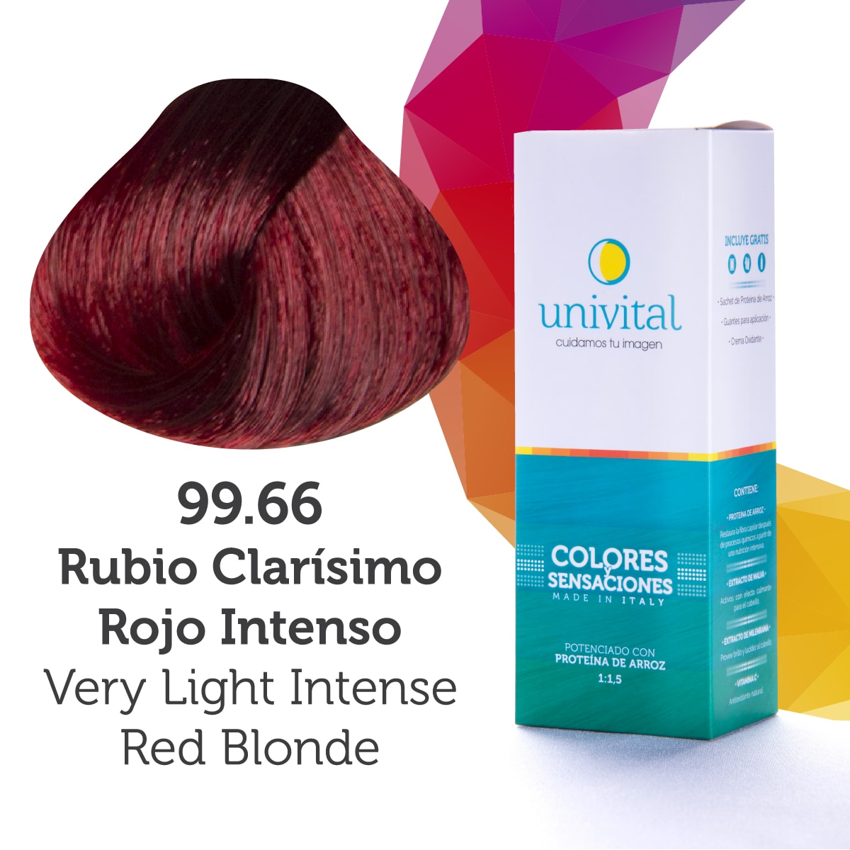 Tinte Univital 99.66 Rubio Clarísimo Rojo Intenso