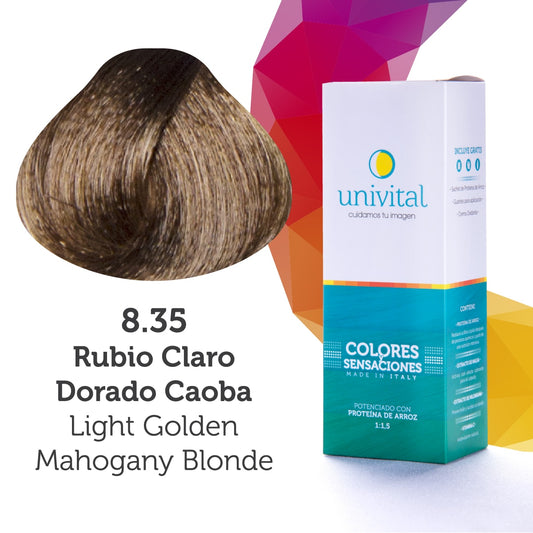 Tinte Univital 8.35 Rubio Claro Dorado Caoba