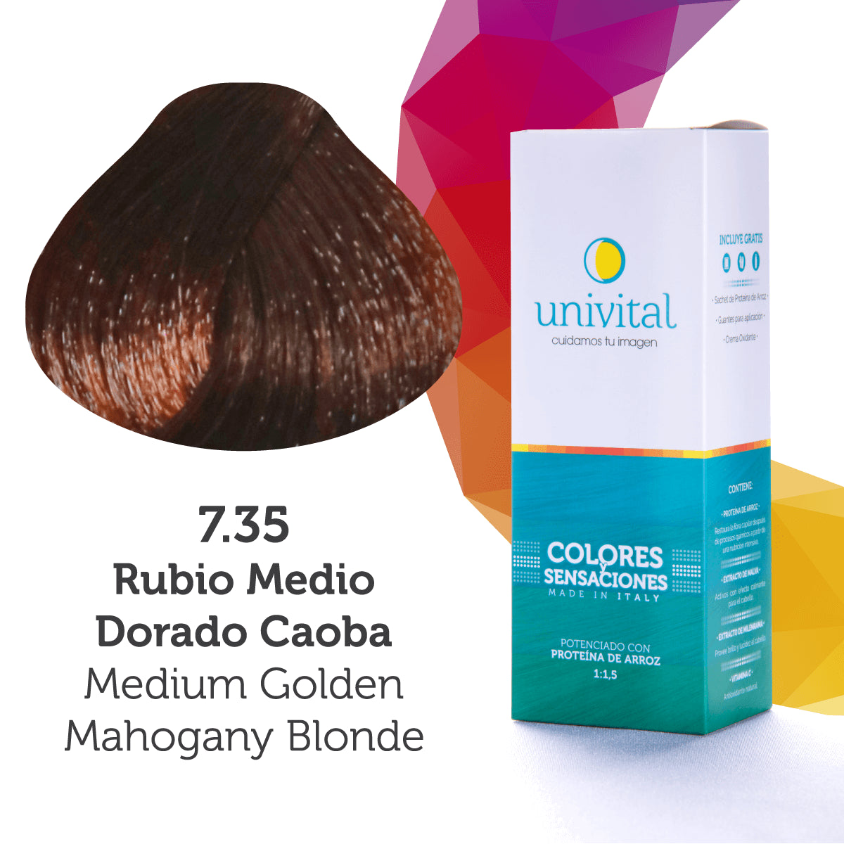 Tinte Univital 7.35 Rubio Medio Dorado Caoba