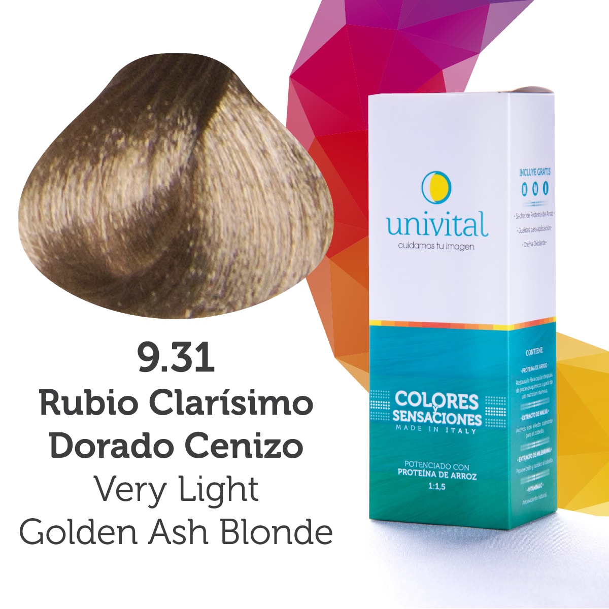 Tinte Univital 9.31 Rubio Clarísimo Dorado Cenizo