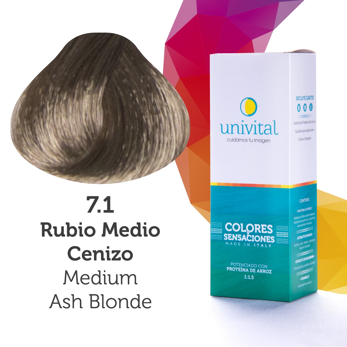 Tinte Univital 7.1 Rubio Medio Cenizo
