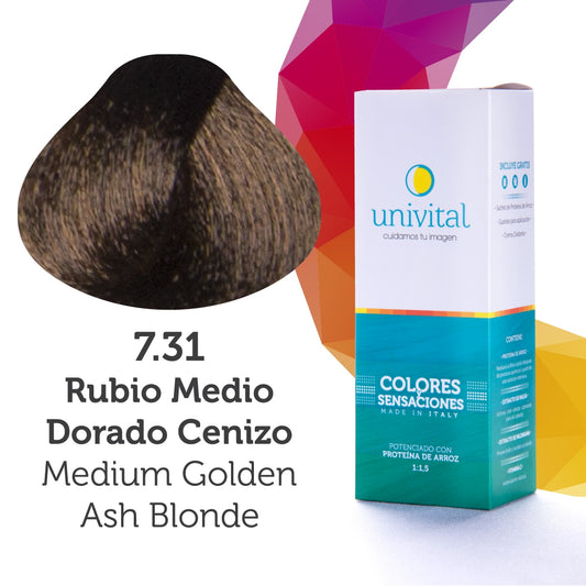 Tinte Univital 7.31 Rubio Medio Dorado Cenizo