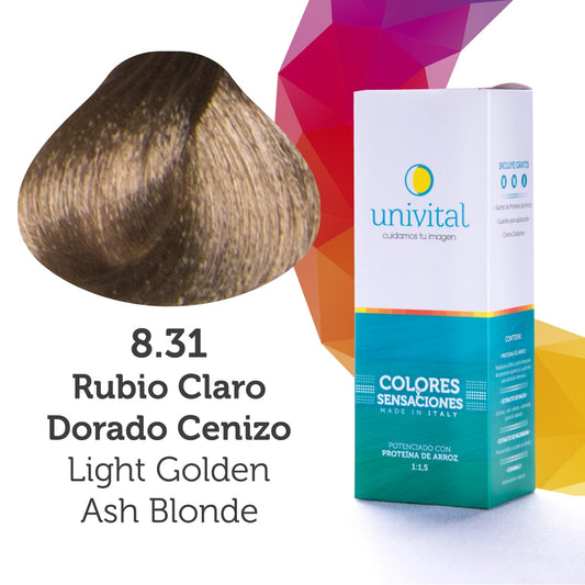 Tinte Univital 8.31 Rubio Claro Dorado Cenizo