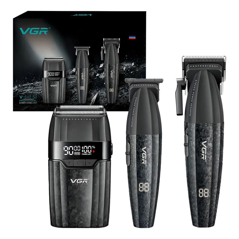 Combo VGR V-640 S3 Máquina, Patillera y Shaver